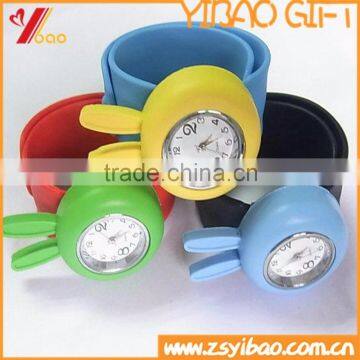 2015 Lovely Silicone Rubber Rabbit Slap Watch, Wholesale Customs Design Silicone Kid Slap Watch