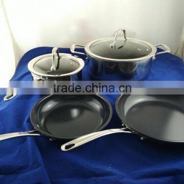 New Launched Stainless Steel Aluminum Non Stick Coated Cooking Pot and Pan Set