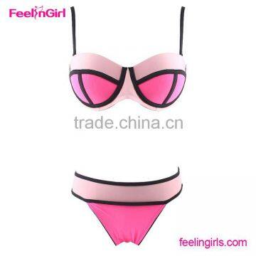 Burst Fashion Waisted Wave Point Push-up Bikini Sets photo-3