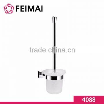 Wall Mounted Bathroom Fitting Toilet Brush in Rubber With Glass Cup