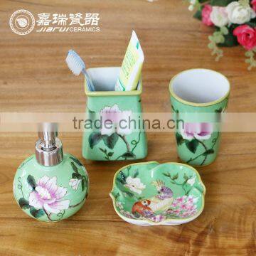 Fashion Ceramic Hand Painted bathroom set hotel amenity chinese factory supplies