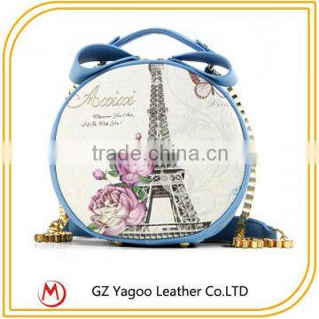 Round Shoulder Bag Color Printing Paris Hand Bags