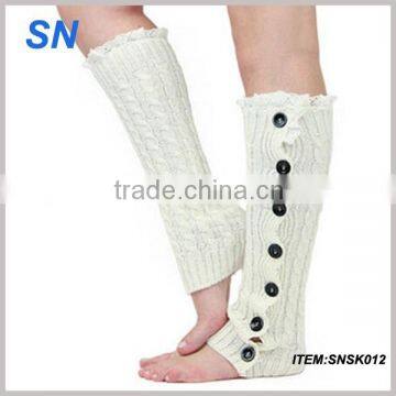 Lace Knitted Boot Cuffs leg warmers with button