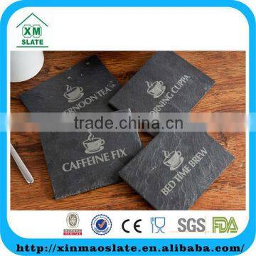 [factory direct] Rectangle 12.5x9.5cm Cut Edge Laser Engraved Slate Coaster Item BD-2508RG1A