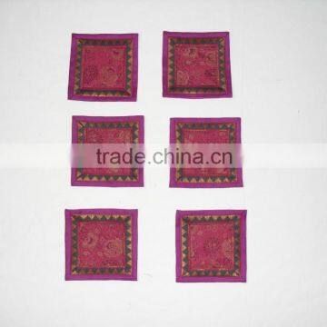 Placemats and Coaster in Pink Color Indian Silk Table Runner photo-3