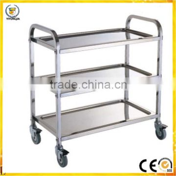 3 three layer stainless steel liquor trolley Detachable dining car Bowl car with four wheel for hospital hotel restaurant public