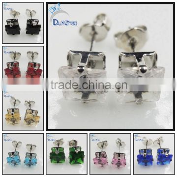 multi square cz earring studs