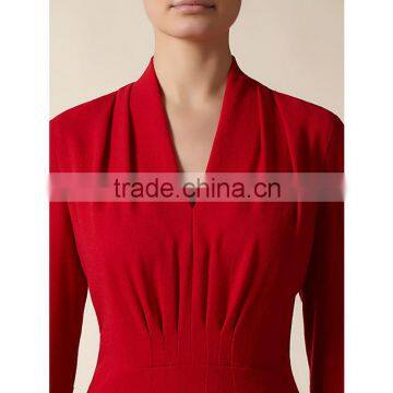 100% Wool V-Neck Cherry Gathered Front Wool Pregnant Women Wedding Dresses 2014 photo-6