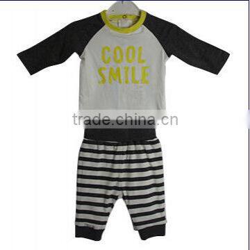 undefined newest design little boys clothes kids long cotton print tee shirt with stripe pants sets baby outfits baby clothes