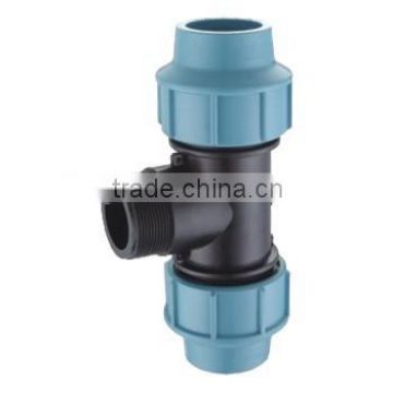 High quality Crazy Selling pp male tee compression pipe fittings