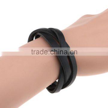 Handmade Weave Wrap Leather Snap Button Bracelet for Men and Women Gifts