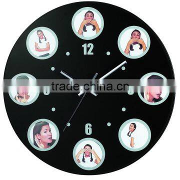 Glass photo frame wall clock