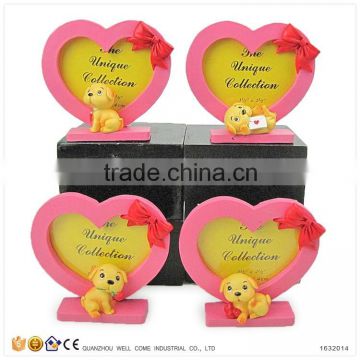 Resin Dog Statues Photo L ove Frames Heart Shaped Designs