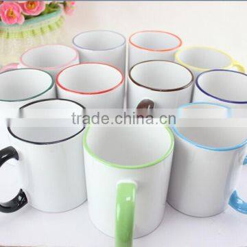 11OZ sublimation blank mug with rim color handle