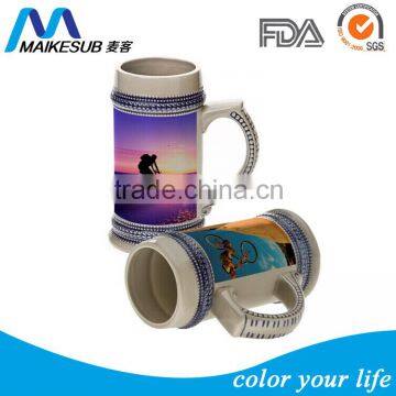 20oz sublimation blank ceramic beer mug in grey color