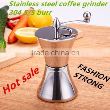 Manual 304 stainless steel Burr Coffee Grinder, 304 stainless steel manual coffee grinder