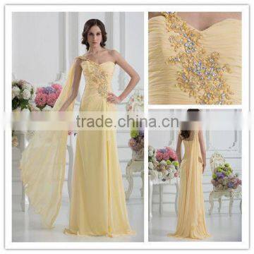 Real Sample One Shoulder A-line Beaded Ribbon Floor Length Prom Dress xyy07-035