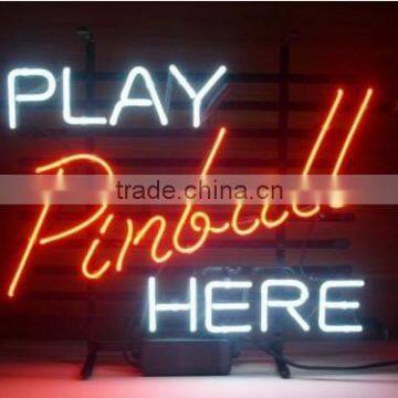 PLAY PINBALL HERE NEON SIGN REAL NEON LIGHT