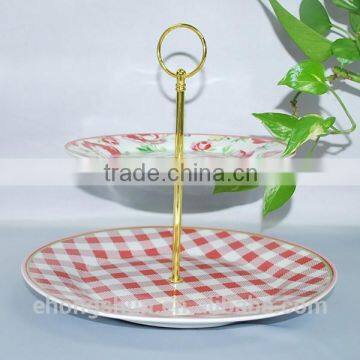 Bulk porcelain ceramic two layers cake stand holder fruit plate