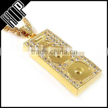 Hip Hop 3D Loudspeaker box Necklace With Crystal