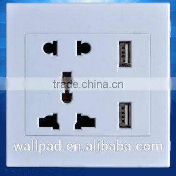 New Design Wallpad High Quality White PC110~250V Electrical Wall Socket with Usb Port USB Power Wall Lamp Light Socket EU UK