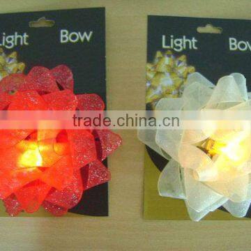 HOT SALE 13cm Organza LED Lighting up Shinny Gift Bow, LED Star Bow, LED Ribbon Bow