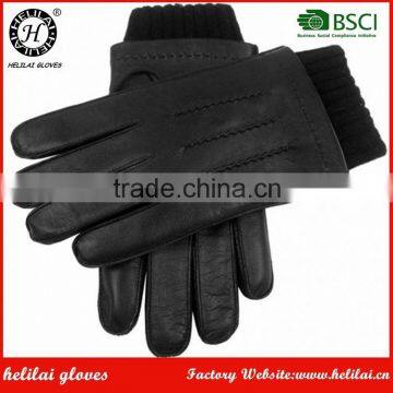 Helilai Factory Best Price Men's Hairsheep Leather Gloves with Knitted Wool Cuff