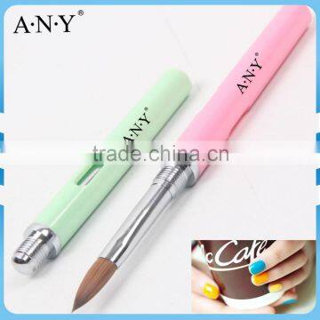 ANY New Colorful Nail Care Design Pink Acrylic Kolinsky Nail Brush Plastic Handle