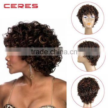 light brown Afro Short Curly Synthetic Wig, Short Hair Wig, Rainbow Wig                        
                                                Quality Choice