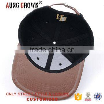 New Leather Hat/cap Leather/6 Panel Leather Brim Snapback Hat photo-6