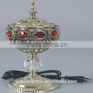 Arabic Metal Electric Incense Burner, Crystal Sapphire Electric Brass Incense Burner on Sale