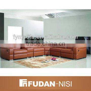 Simple orange leather sectional corner sofa price