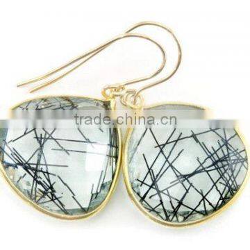 sterling silver Black Rutile earring Black Rutilated Quartz earring handmade Earring Beautiful Gift