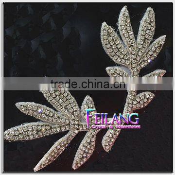 Symmetrical branches Crystal Rhinestone Applique for dress