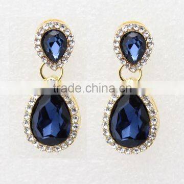 ocean blue rhinestone earrrings J0729F02