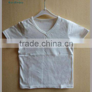Solid Color Boy's V Neck Plain White Baby t Shirt