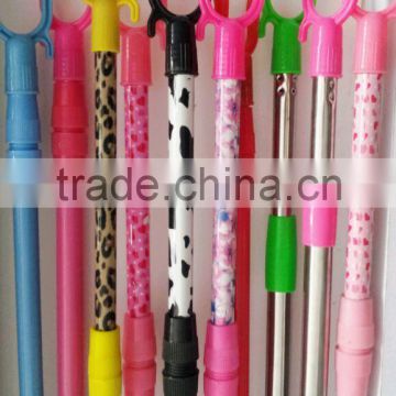 PVC cover & powder coating & steel metal cloth hanger fork with telescopic handle in high quanlity