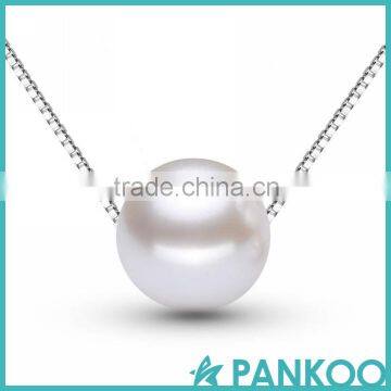2016 Newest S925 Sterling Silver Fashion Single Big White Pearl Pendant Necklace