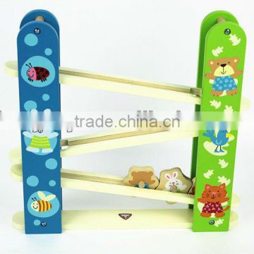 Children toy wooden tumble and spin run