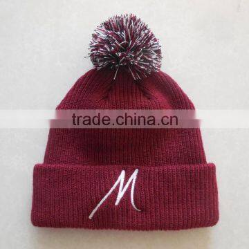 OEM burgundy winter beanie hats for men