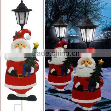 Christmas ornaments metal santa solar lantern led garden light