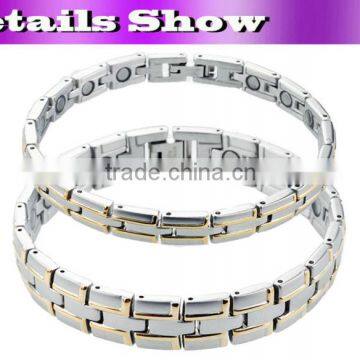 the latest fashion tools in jewelry newnest 316L steel gold china chain white gold woman magnetic bracelet 2013