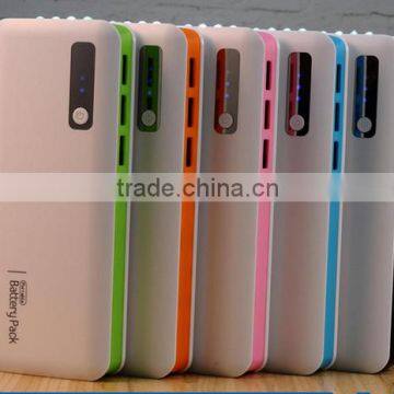 Newest 4 led torch 3 usb output manual for power bank 12000mah with ce rohs