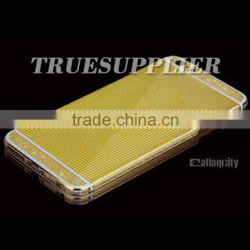 24k gold plated grid housing with side crystals diamond for iPhone 6s Plus 6s+