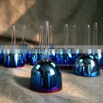 one set 12 or 13pcs plated titanium quartz crystal singing bowl with handle