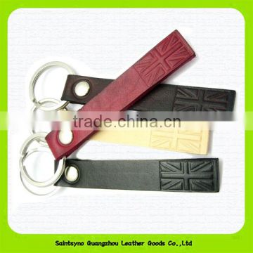 Promotion Fashion Metal Leather Car Key Chain with embossed logo 15040