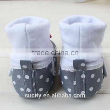 Soft Sole Red Flower Fabric Baby Sock Shoes