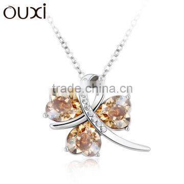 OUXI 2016 high quality korean design butterfly charm AAA zircon jewelry necklace set 10609