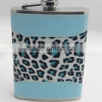 2015 new design leather stainless steel hip flask