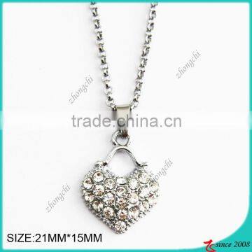 18" White Diamond Heart Pendant Necklace photo-3